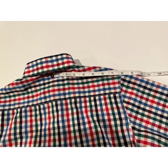 EUC IZOD Boys Button Down L/S Holiday Christmas Dress Shirt Plaid Large 14/16 - Picture 13 of 13